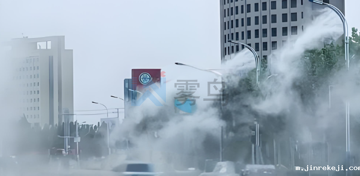 山东济南环境监测站联动灯杆喷雾降尘降霾系统案例